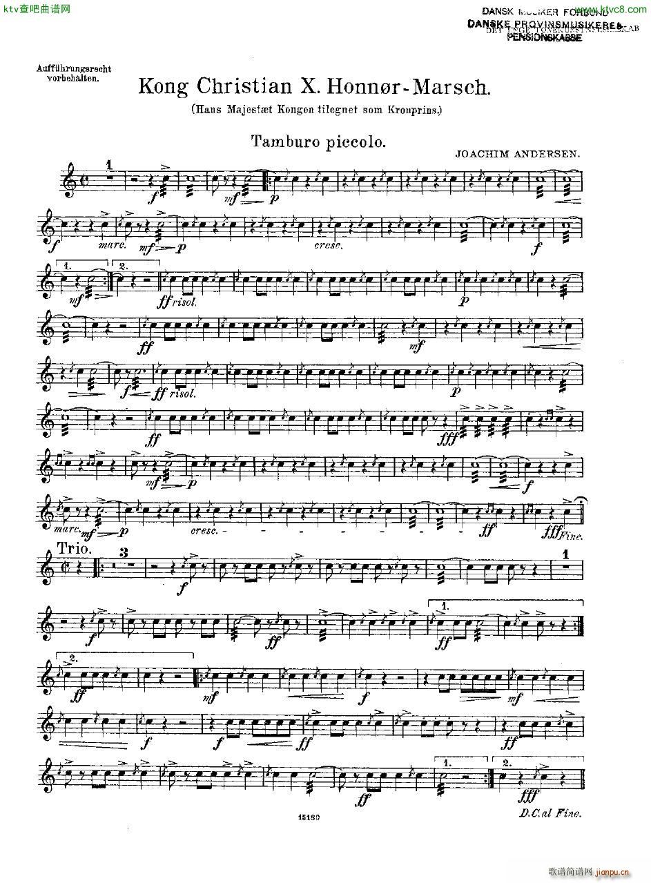 Andersen Kong Christian X Honn rmarsch orch(钢琴谱)30