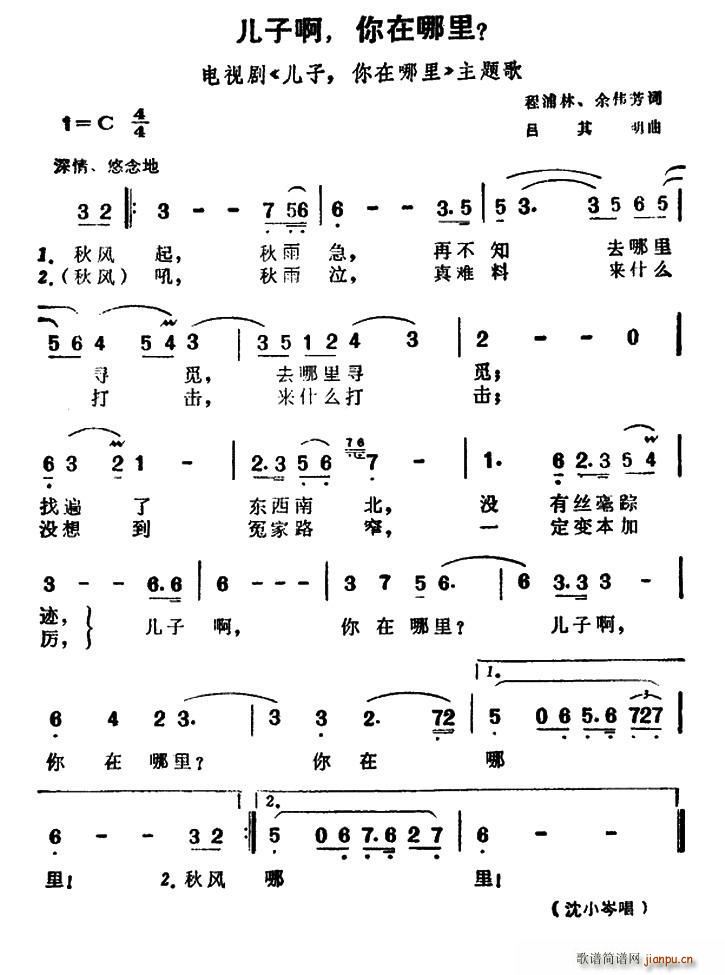 儿子啊 你在哪里 电视剧 儿子 你在哪里 主题歌(十字及以上)1