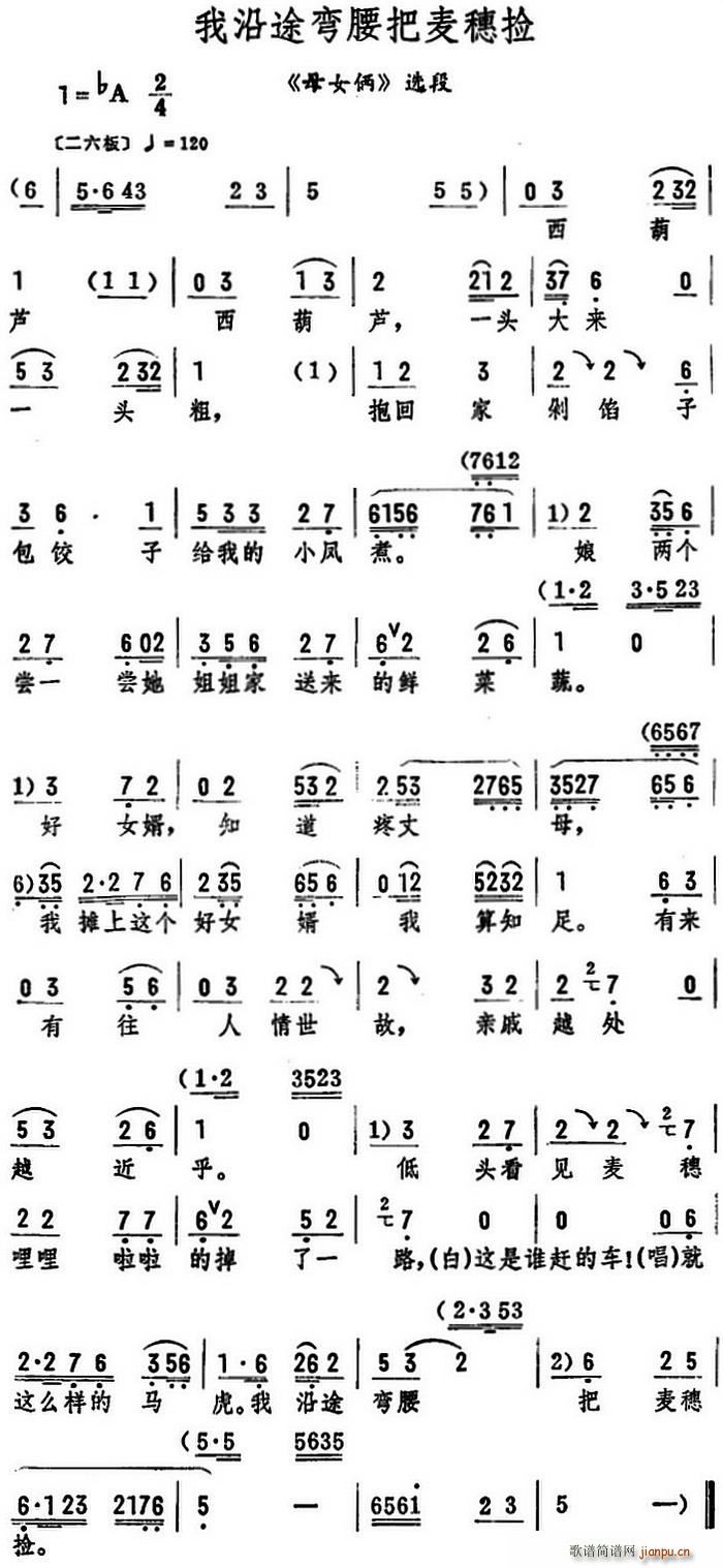 我沿途弯腰把麦穗捡 母女俩 选段(十字及以上)1
