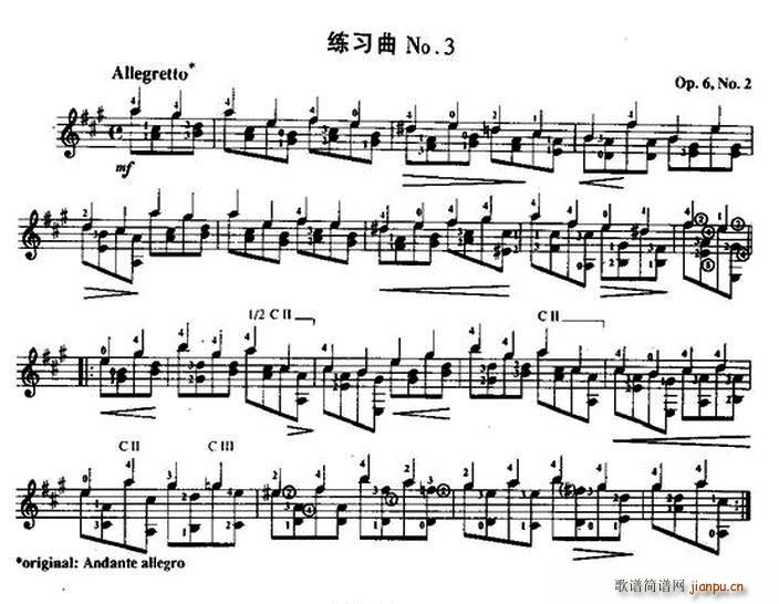 费尔南多 索尔 古典吉他练习曲 No 3 Op 6 No 2(吉他谱)1