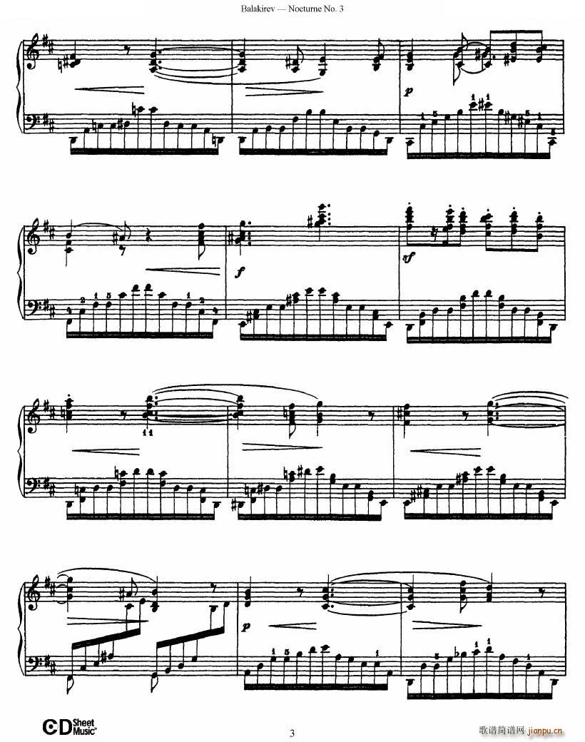 Balakirev Nocturne No 3 Nocturne No 3(十字及以上)3