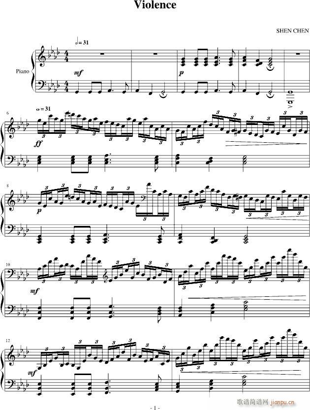 Violence(钢琴谱)1