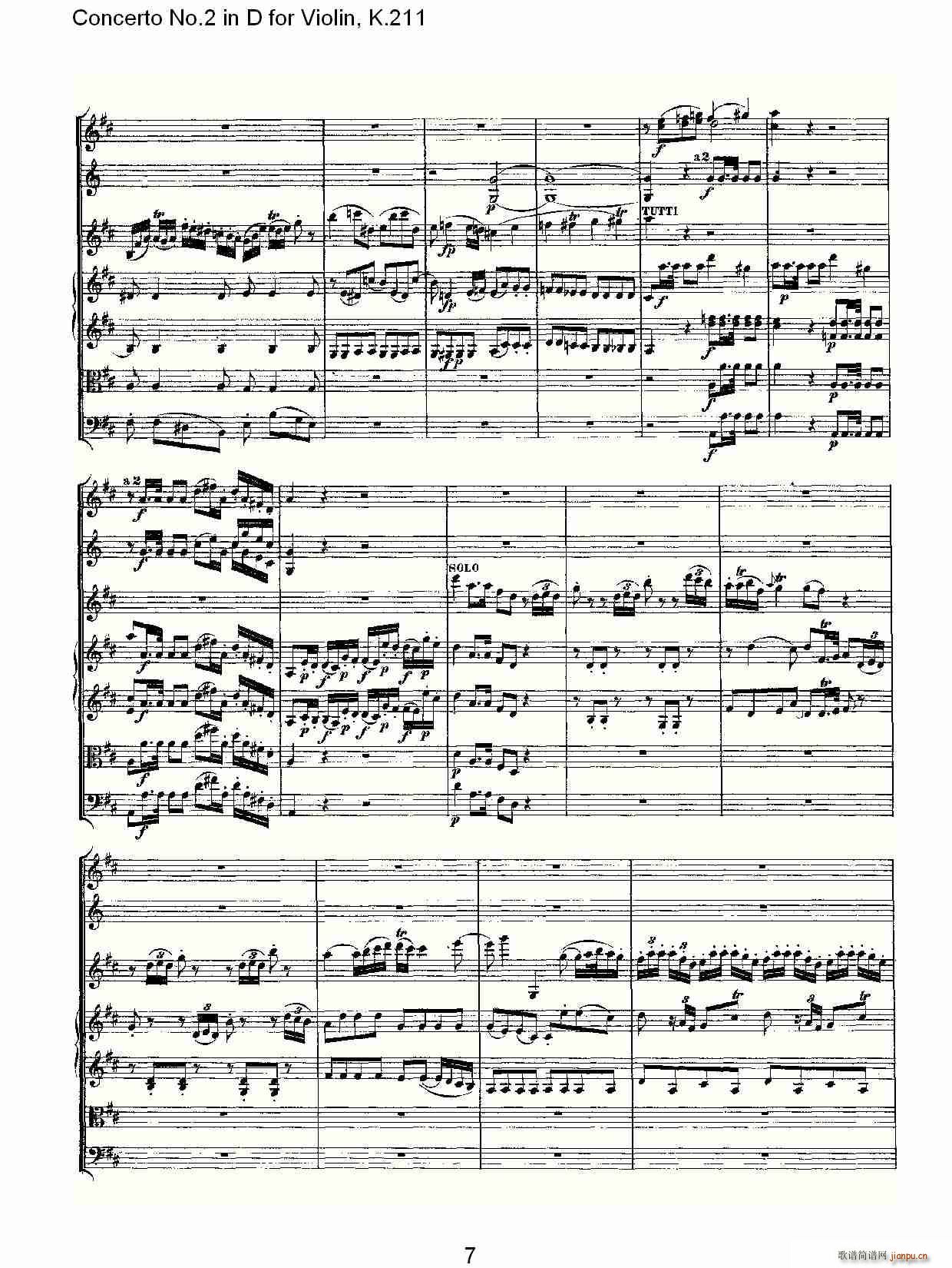 Concerto No.2 in D for Violin, K.211(小提琴谱)7