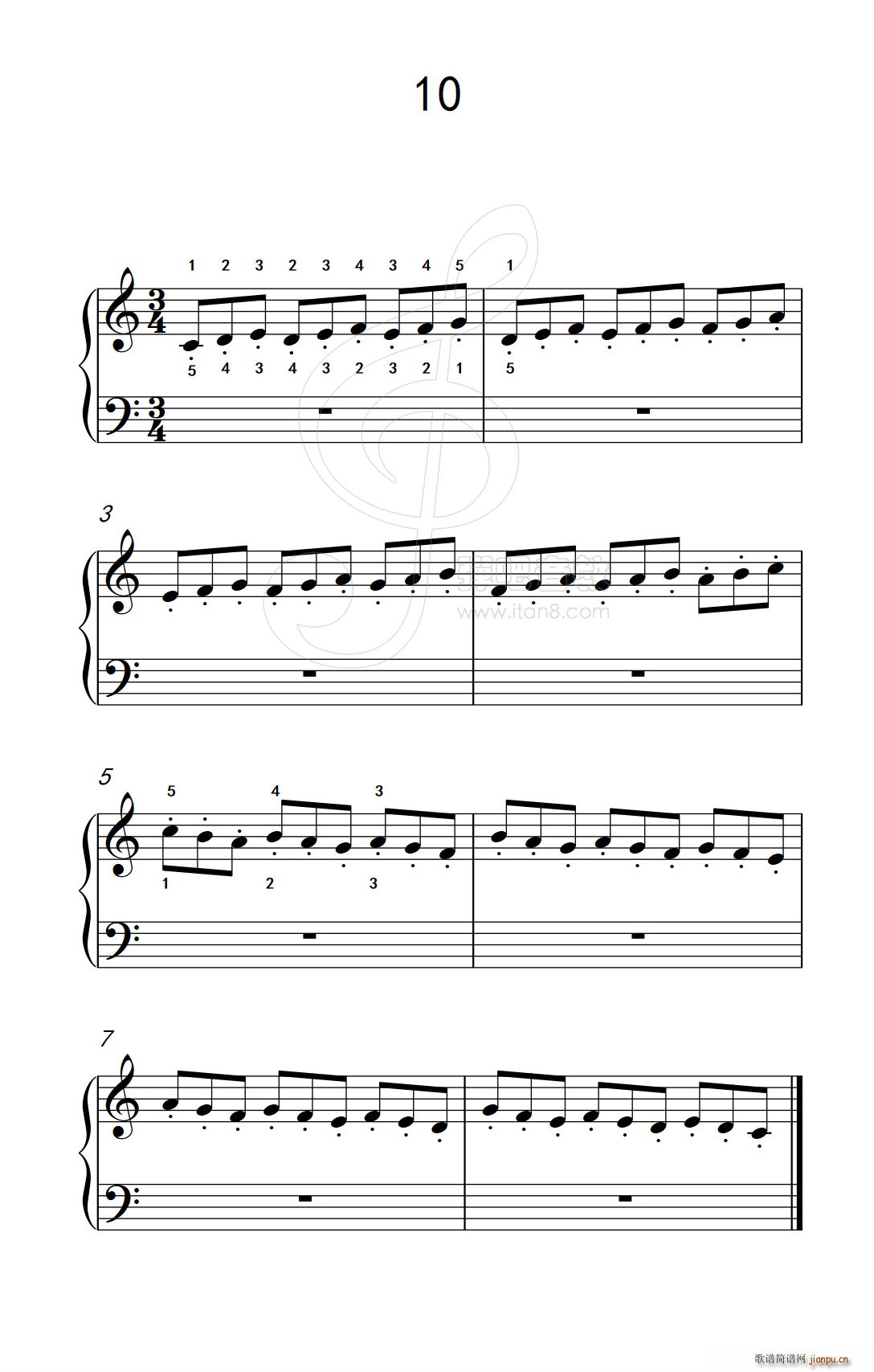 跳音练习 10 儿童钢琴手指练习 2(钢琴谱)1