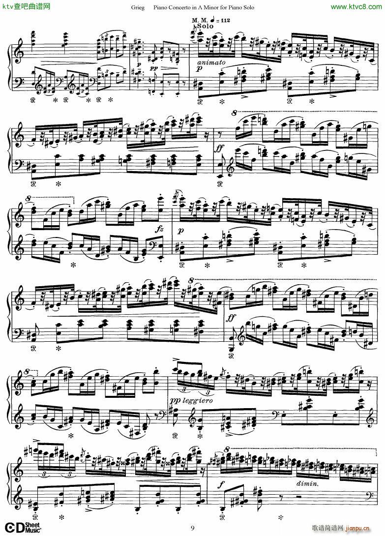 Grieg Piano Concerto solo arr 2 byGrieg(钢琴谱)9