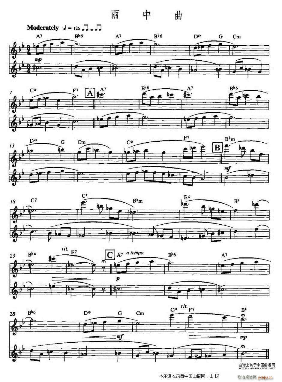 雨中曲 双长笛(笛箫谱)1