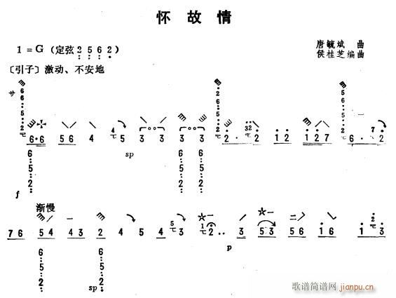 怀故情 琵琶 1(琵琶谱)1