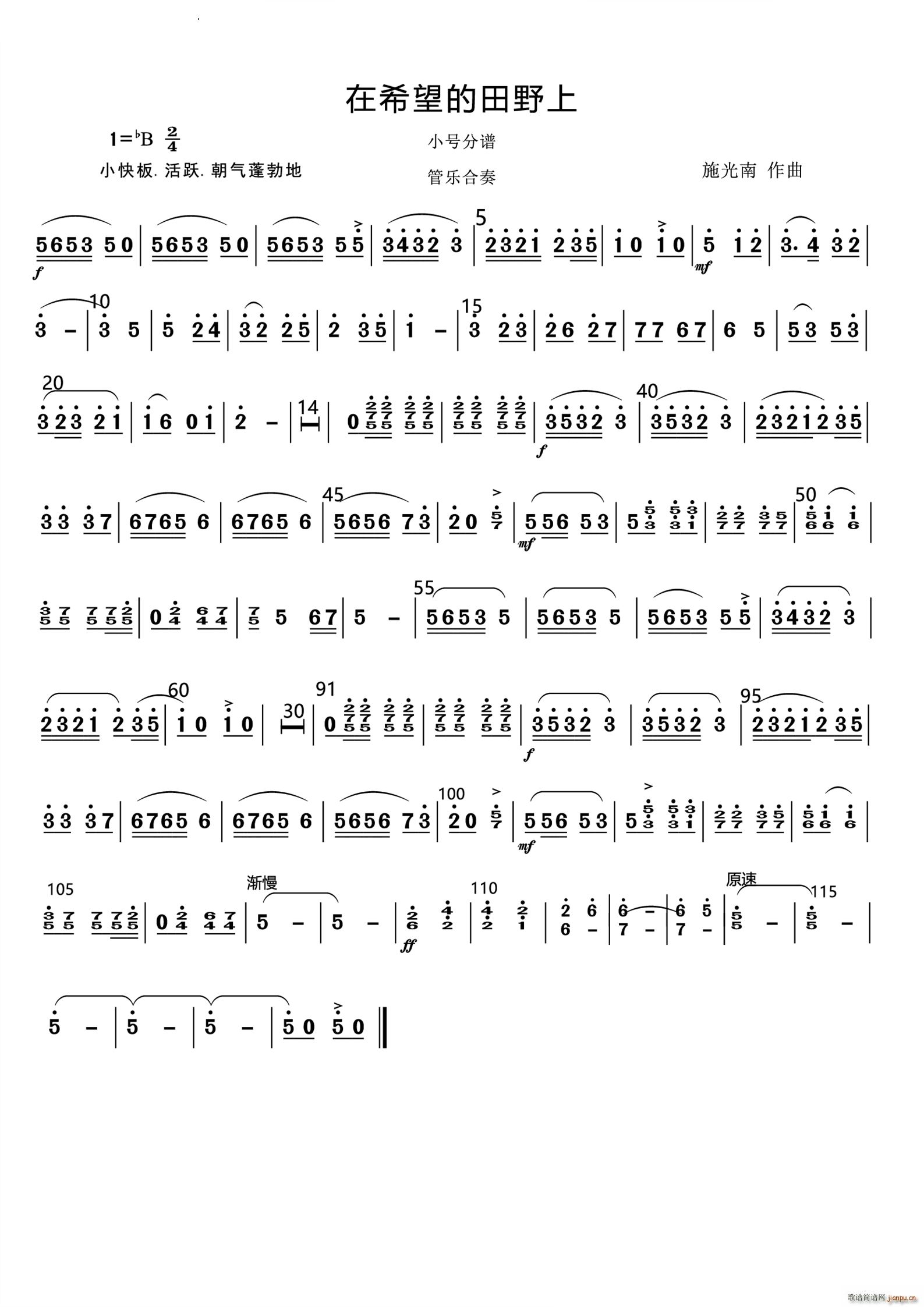 在希望的田野上管乐合奏 和(总谱)7