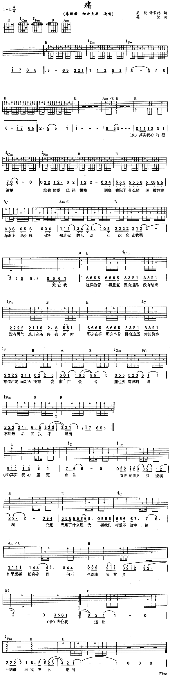 痛(吉他谱)1