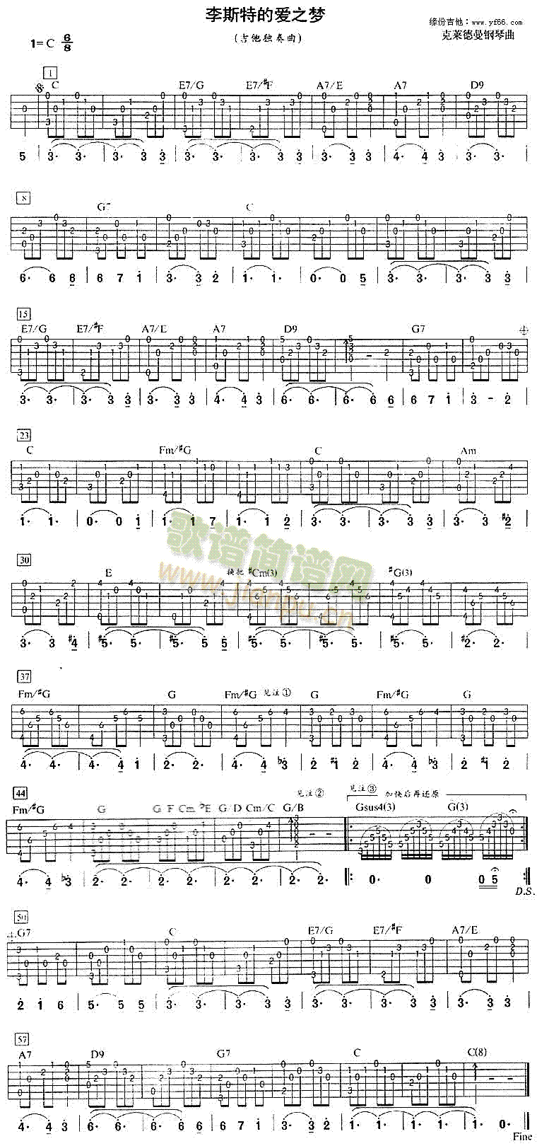 李斯特的爱之梦(吉他谱)1