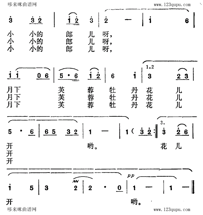 拔根芦柴花(五字歌谱)3