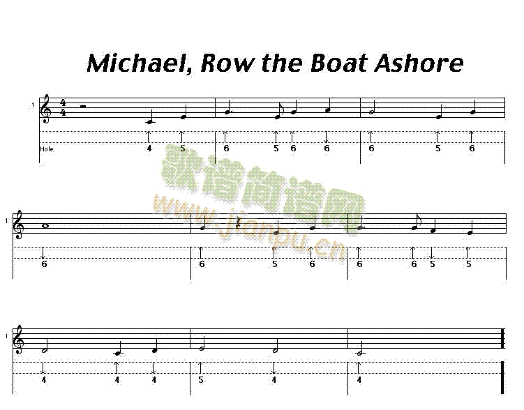 michael,rowtheboatashore口琴谱(其他乐谱)1
