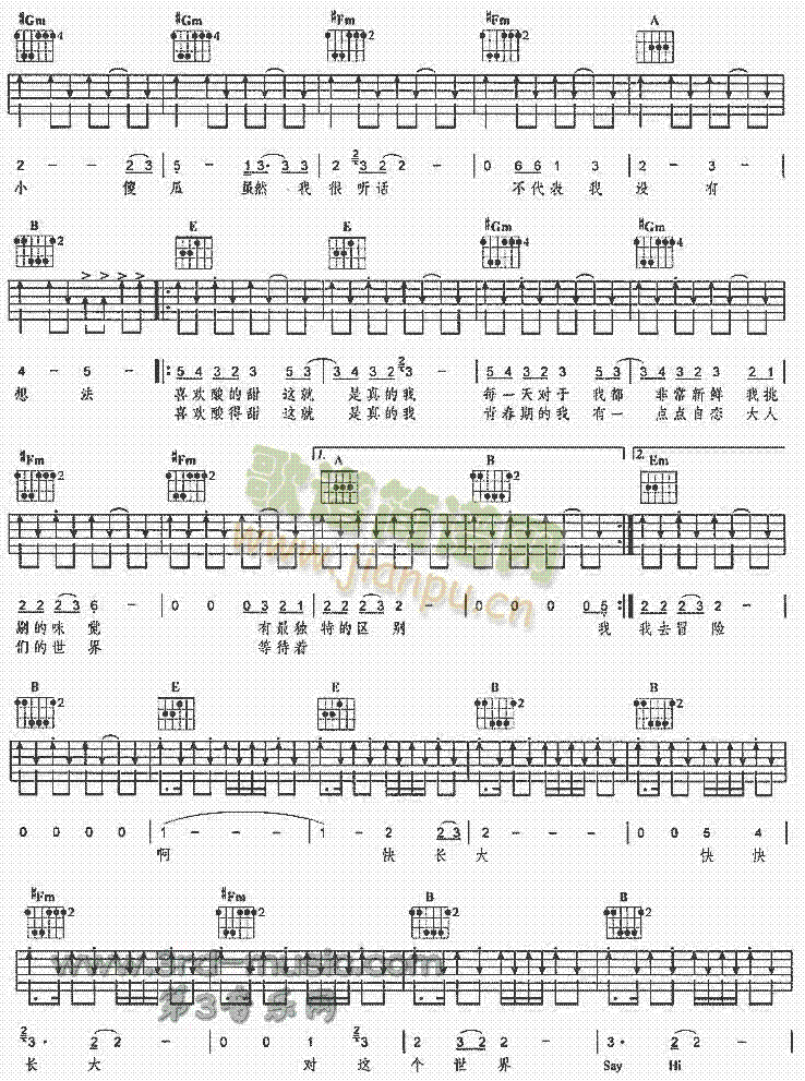 酸酸甜甜就是我(吉他谱)3
