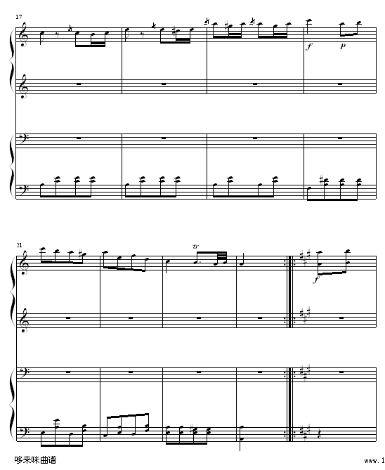 土耳其进行曲四手联弹-莫扎特(钢琴谱)3