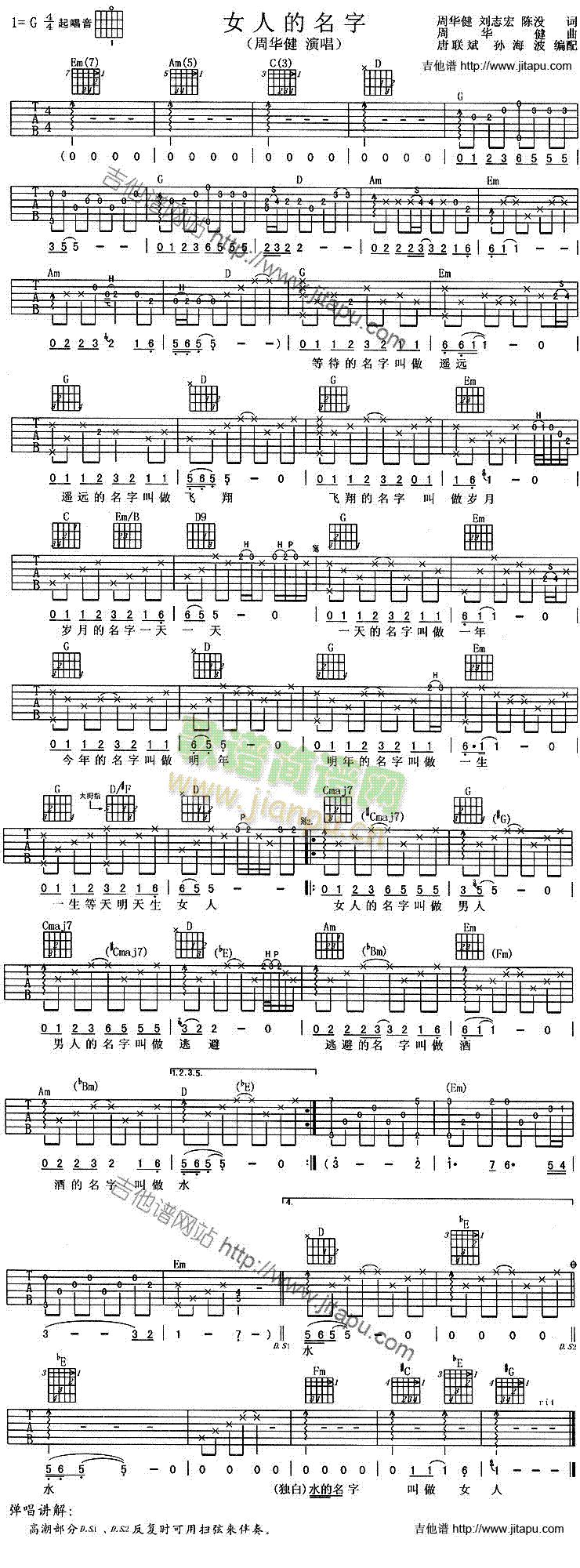 女人的名字(吉他谱)1