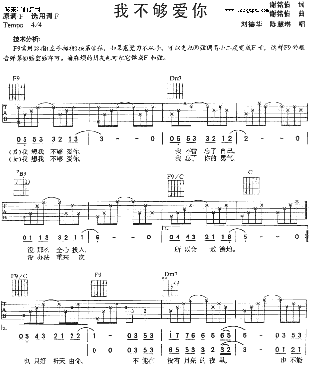 我不够爱你-刘德华(吉他谱)1