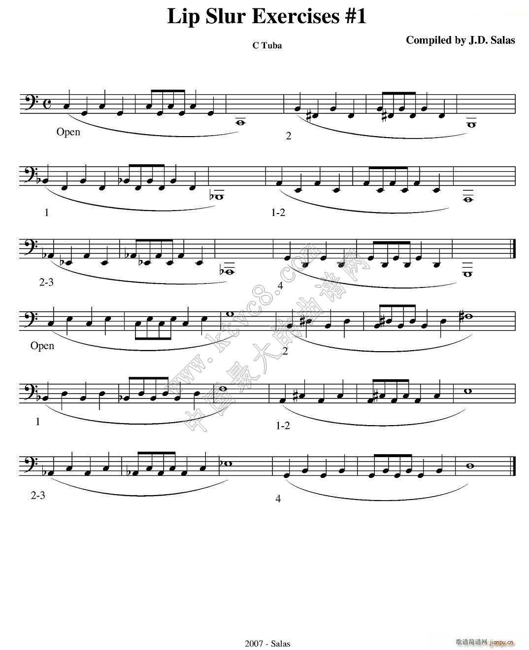 Lip Slur Exercise C Tuba 大号练习教材选曲(十字及以上)1