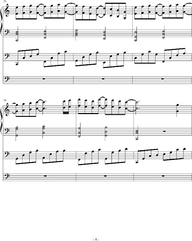 跑跑卡丁车钢琴曲(钢琴谱)9