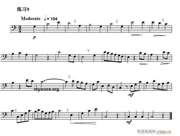 低音谱表视唱练习曲9(十字及以上)1