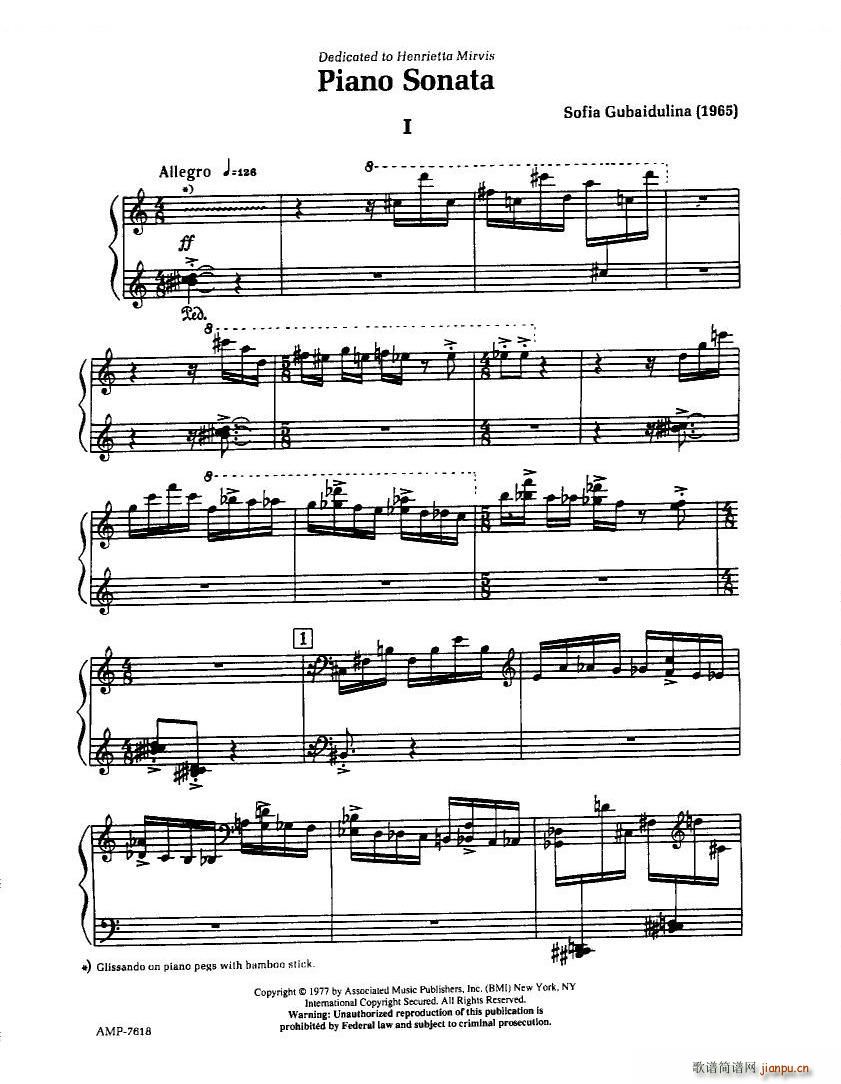 Gubaidulina Sofia Piano Sonata Piano Sonata(十字及以上)1