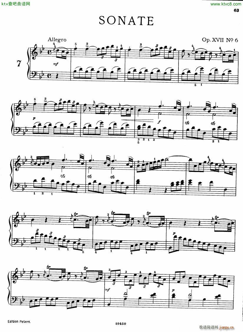 Bach JC op 17 no 6 Sonata(钢琴谱)1