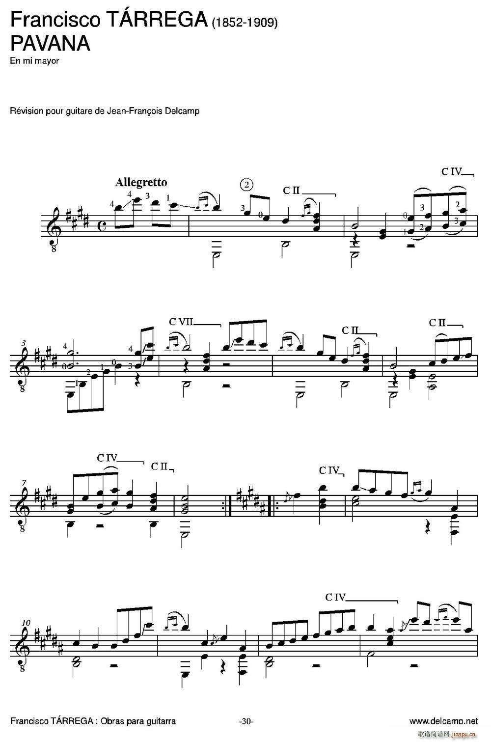 PAVANA 古典吉他(吉他谱)1