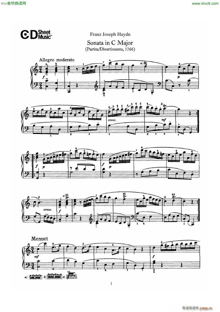 Haydn Joseph Sonata no 7 in C Major(钢琴谱)1