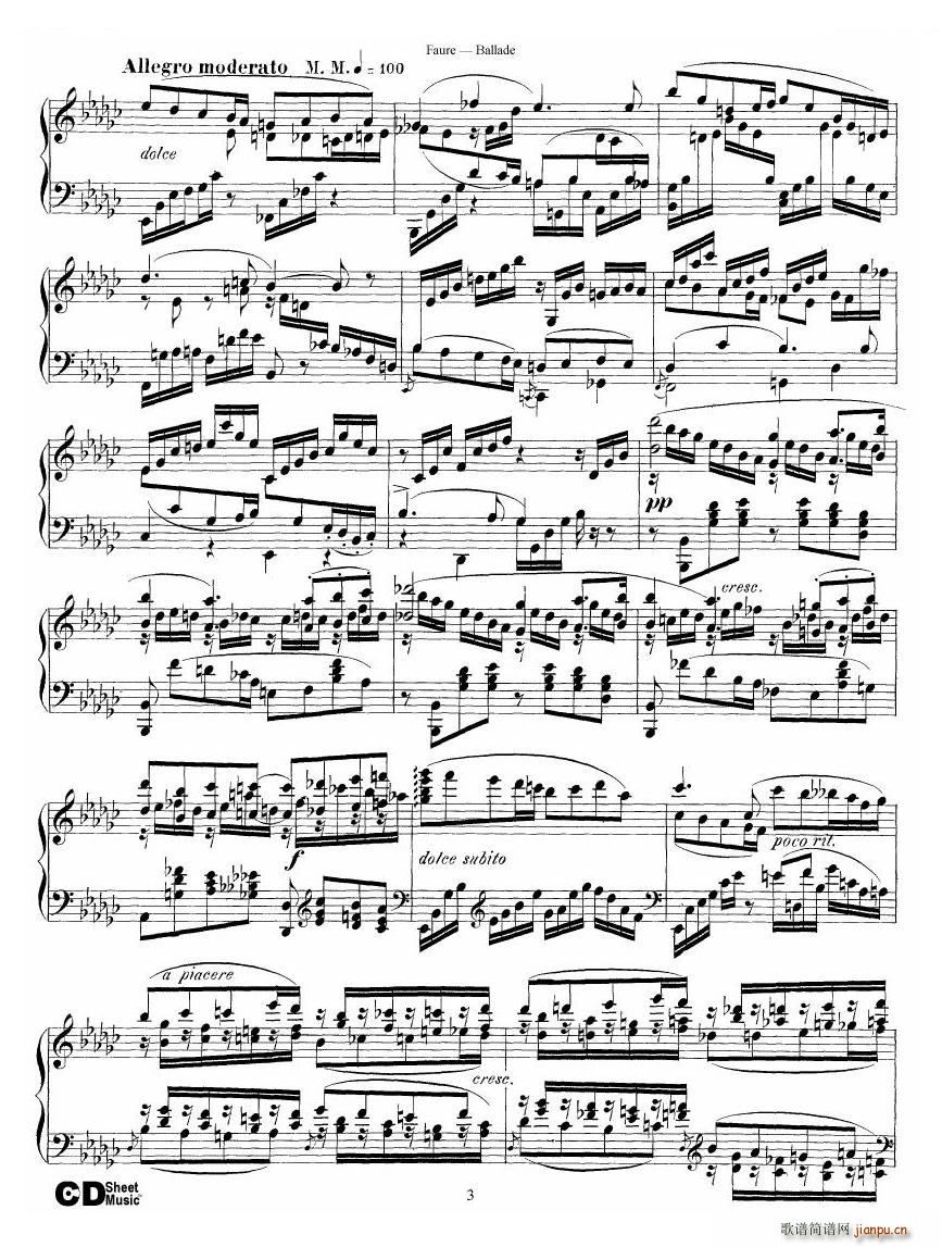 Faure Ballade Op 19 Ballade Op 19(十字及以上)3