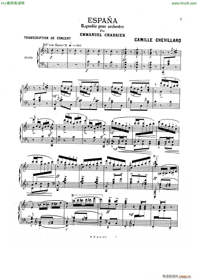 chevillard chabrier espana(钢琴谱)1