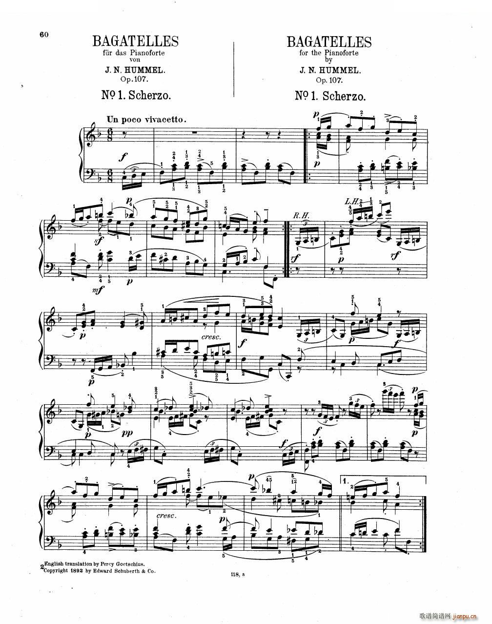 Hummel Bagatelles Op 107 Bagatelles Op 107(十字及以上)1