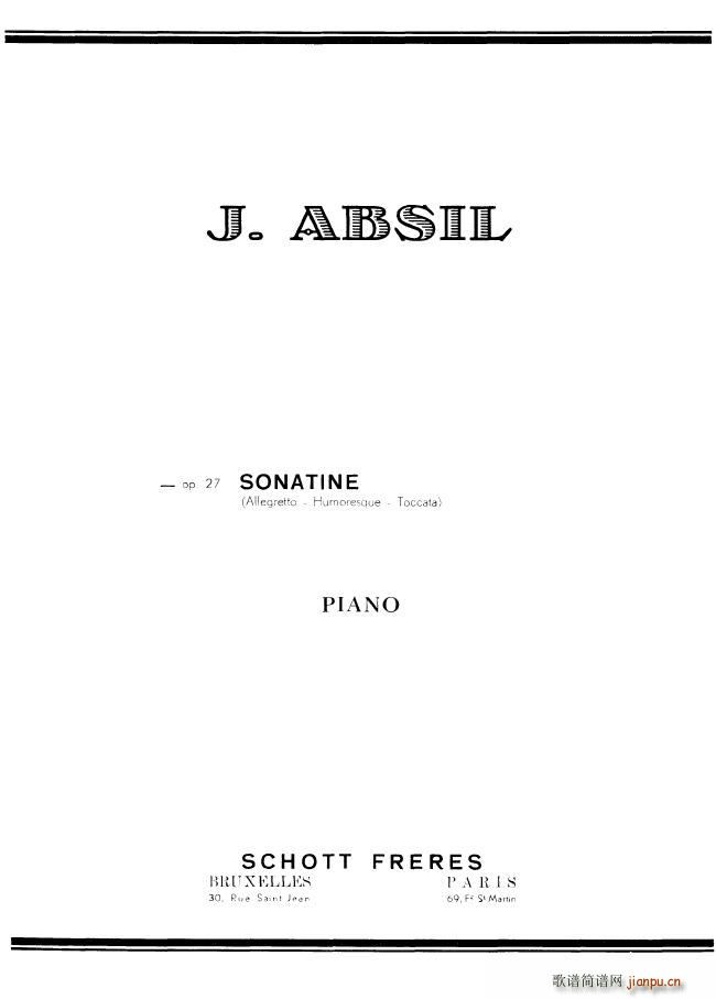 Absil Jean op 27 Sonatine op 27 Sonatine(十字及以上)1