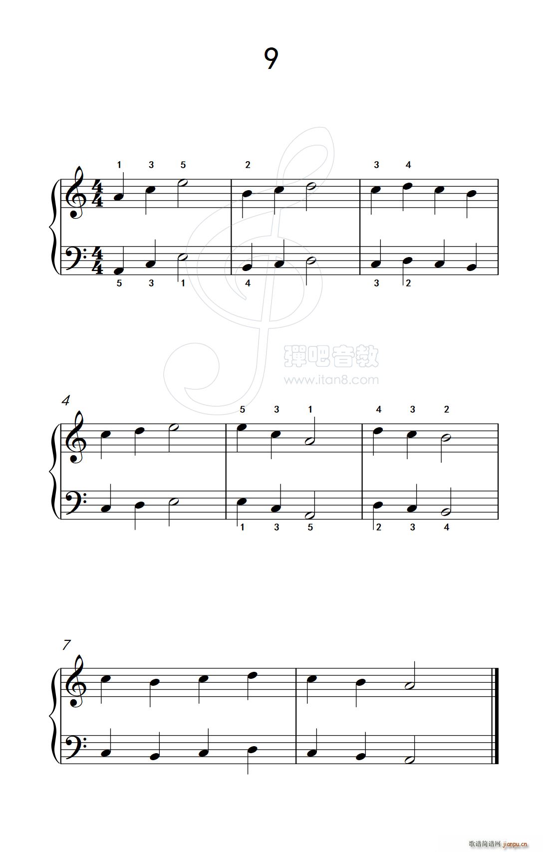 一 非连音练习9 儿童钢琴手指练习 1(钢琴谱)1