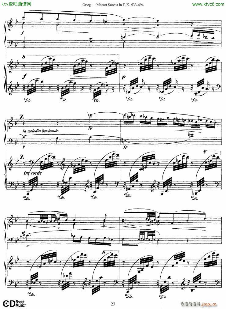 Grieg Sonata K 533 Mozart 2nd Piano Grieg(钢琴谱)23