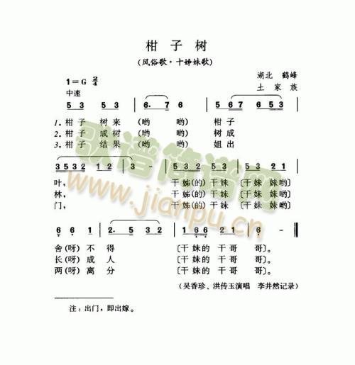 柑子树(三字歌谱)1