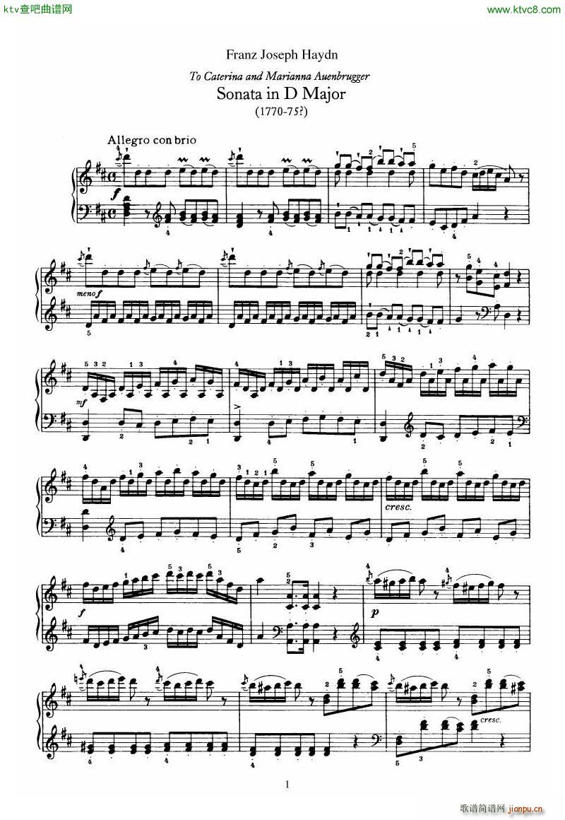 Haydn Piano Sonata No 37 In D(钢琴谱)1