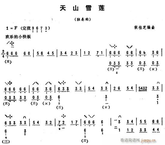 天山雪莲 琵琶独奏 1(琵琶谱)1