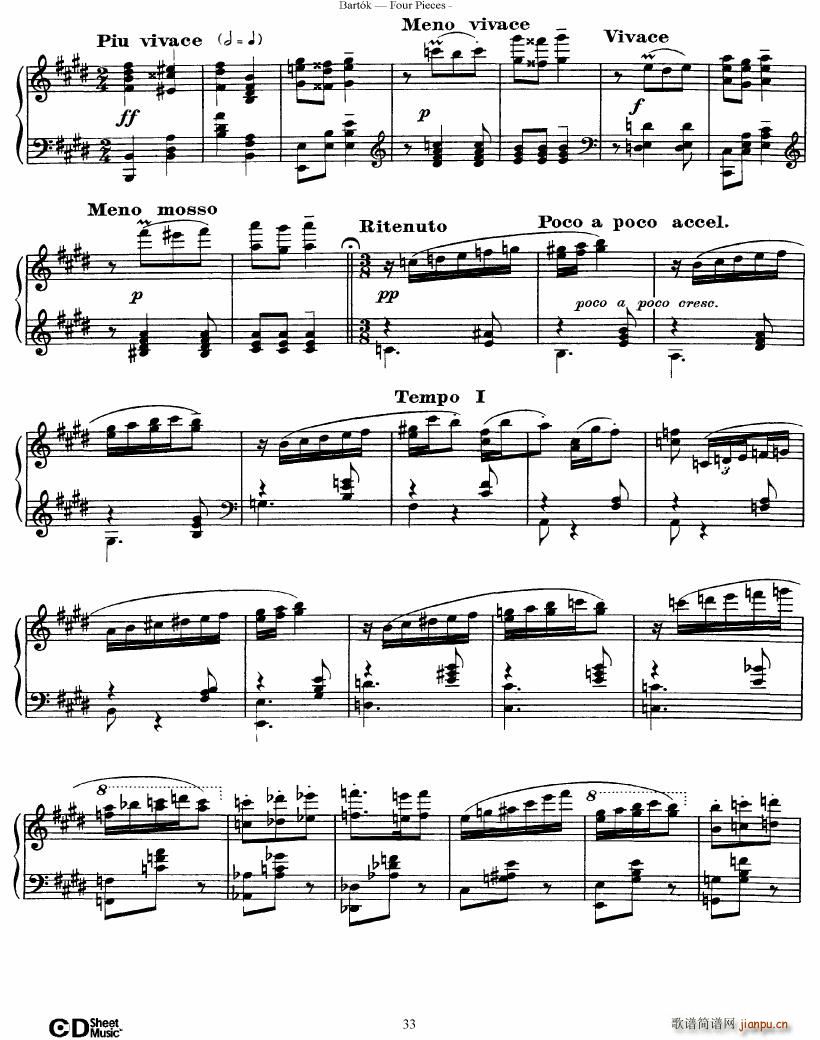 Bartok DD 71 Four Piano Pieces(钢琴谱)33