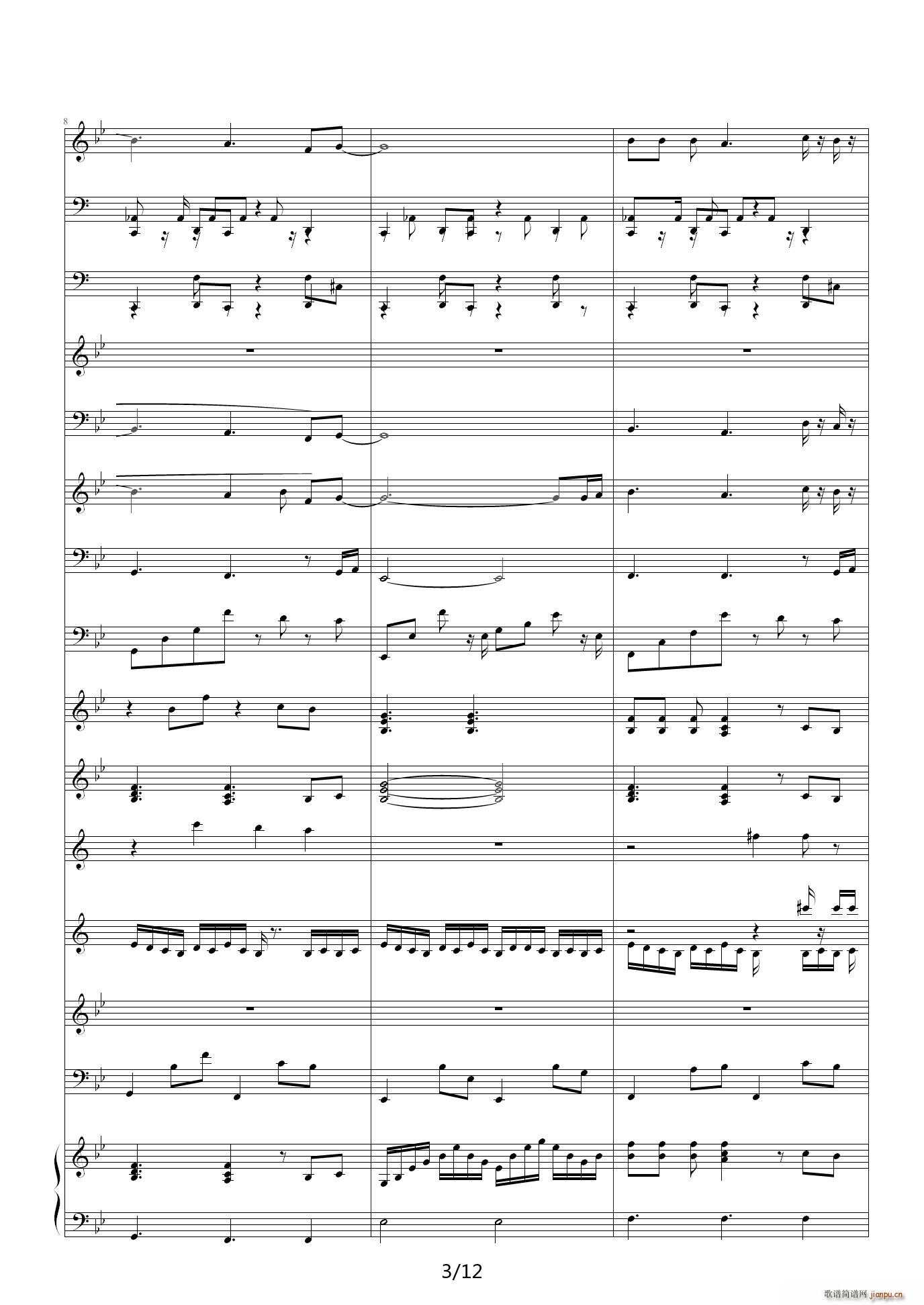 R B蛋糕 降B调(钢琴谱)3