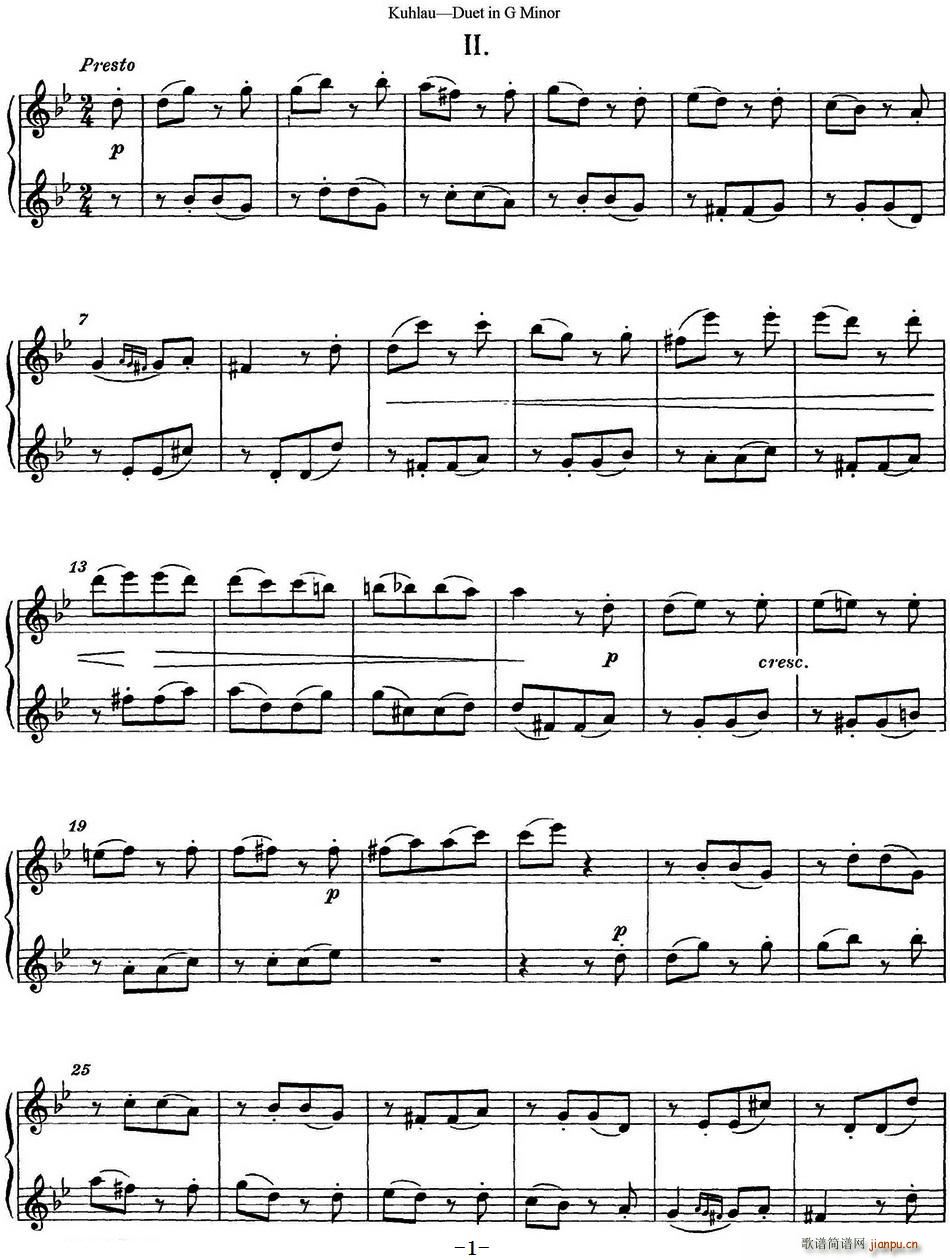 库劳g小调长笛二重奏练习曲 No 2 长笛(笛箫谱)1