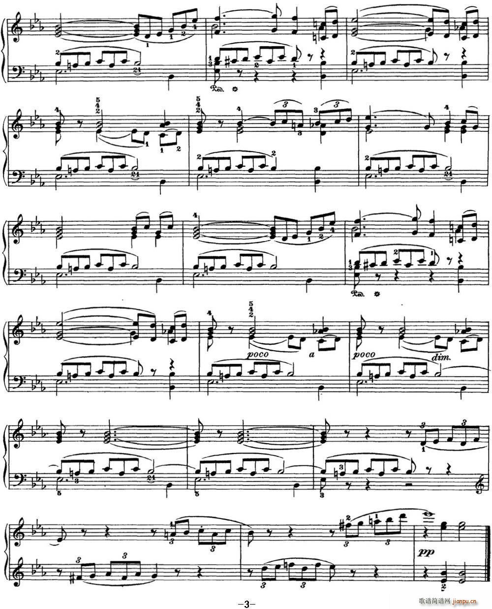 柴可夫斯基 四季 7月 割草人之歌 降E大调 Reapers Song E flat major(钢琴谱)3