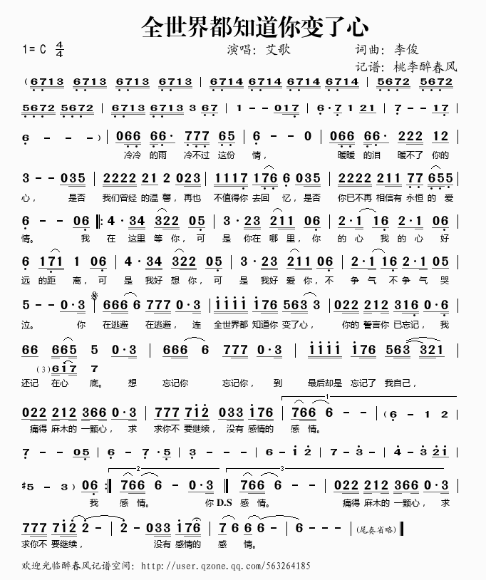 全世界都知道你变了心(十字及以上)1