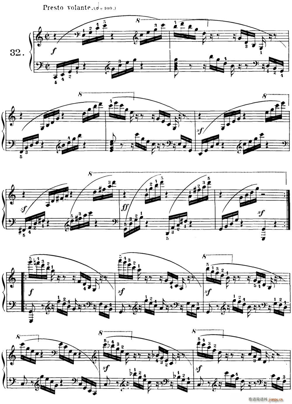 40首车尔尼Op 299钢琴快速练习曲 NO 32(钢琴谱)1
