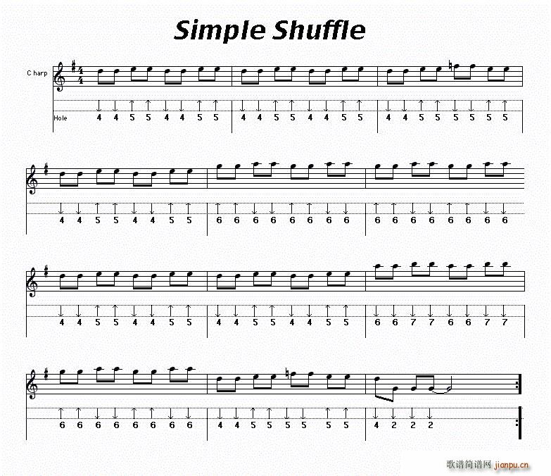 Simple Shuffle 布鲁斯(口琴谱)1