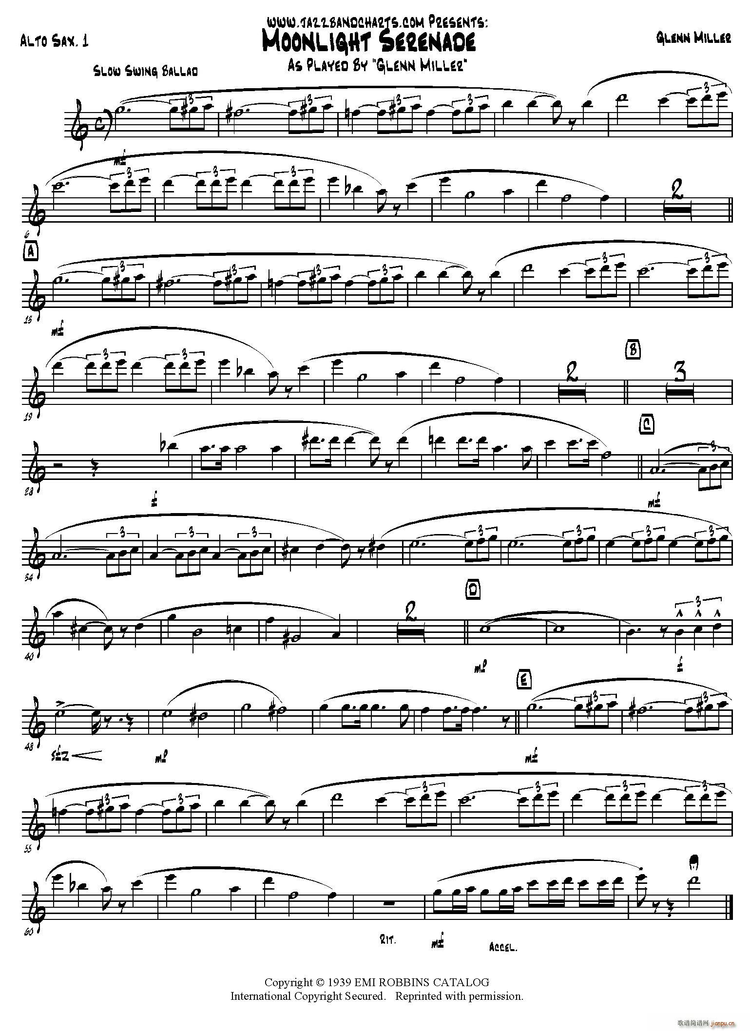 Moonlight Serenade 第一中音萨克斯(十字及以上)1