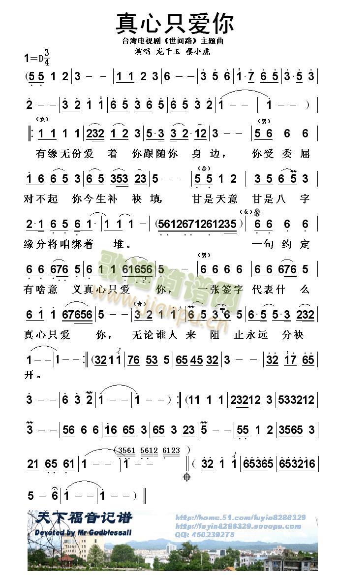 真心只爱你(五字歌谱)1