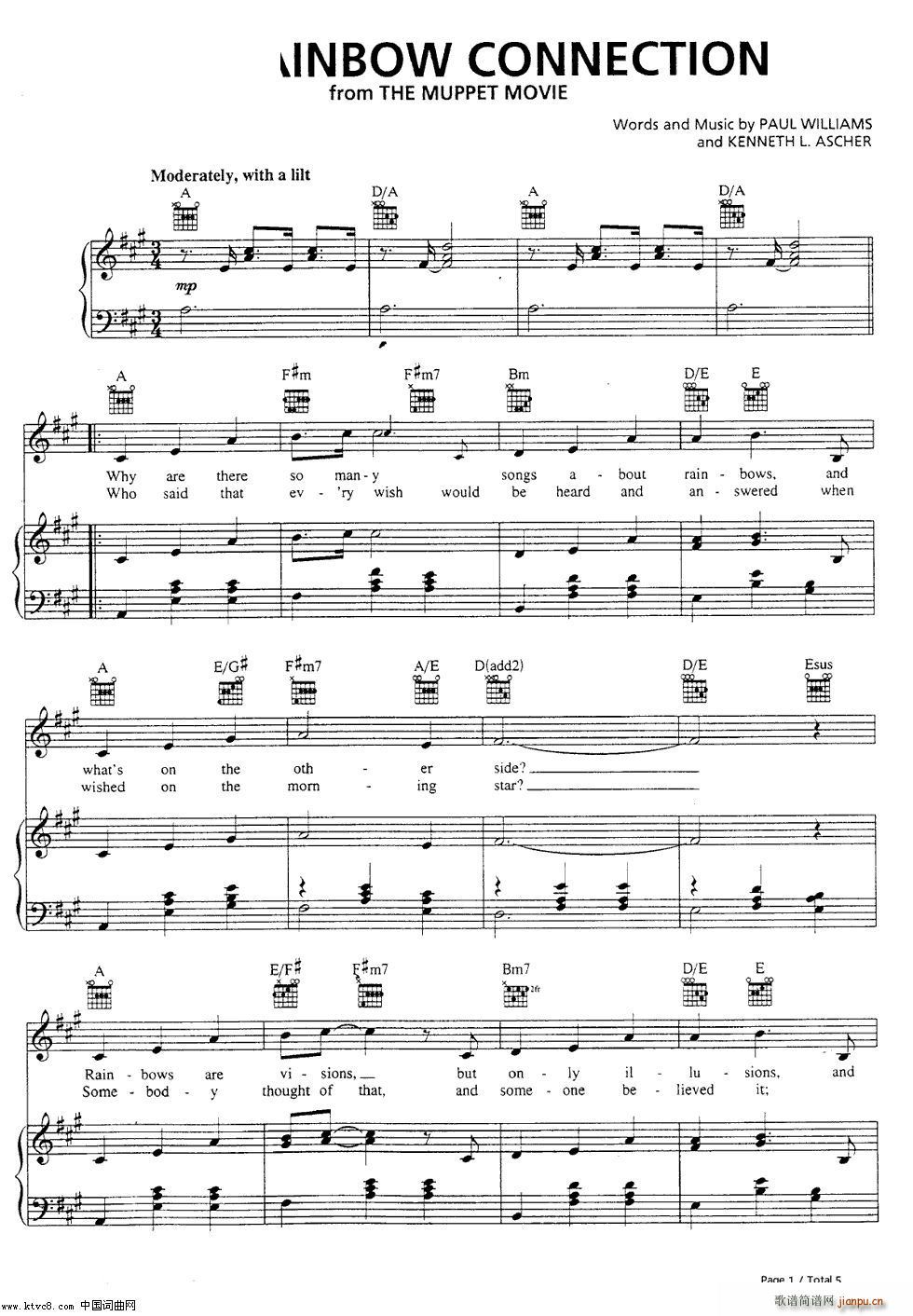 Rainbow Connection 布偶电影(钢琴谱)1