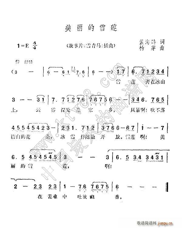 美丽的雪莲(五字歌谱)1