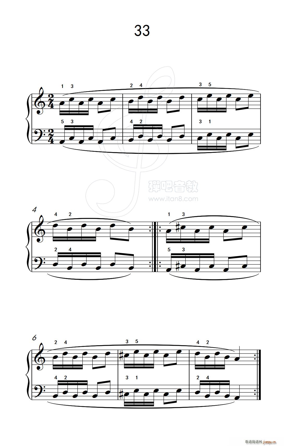 八 提高速度 增强手指灵活性的练习33 儿童钢琴手指练习 1(钢琴谱)1