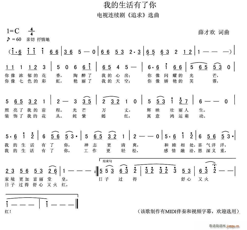 我的生活有了你 电视连续剧 追求 选曲(十字及以上)1