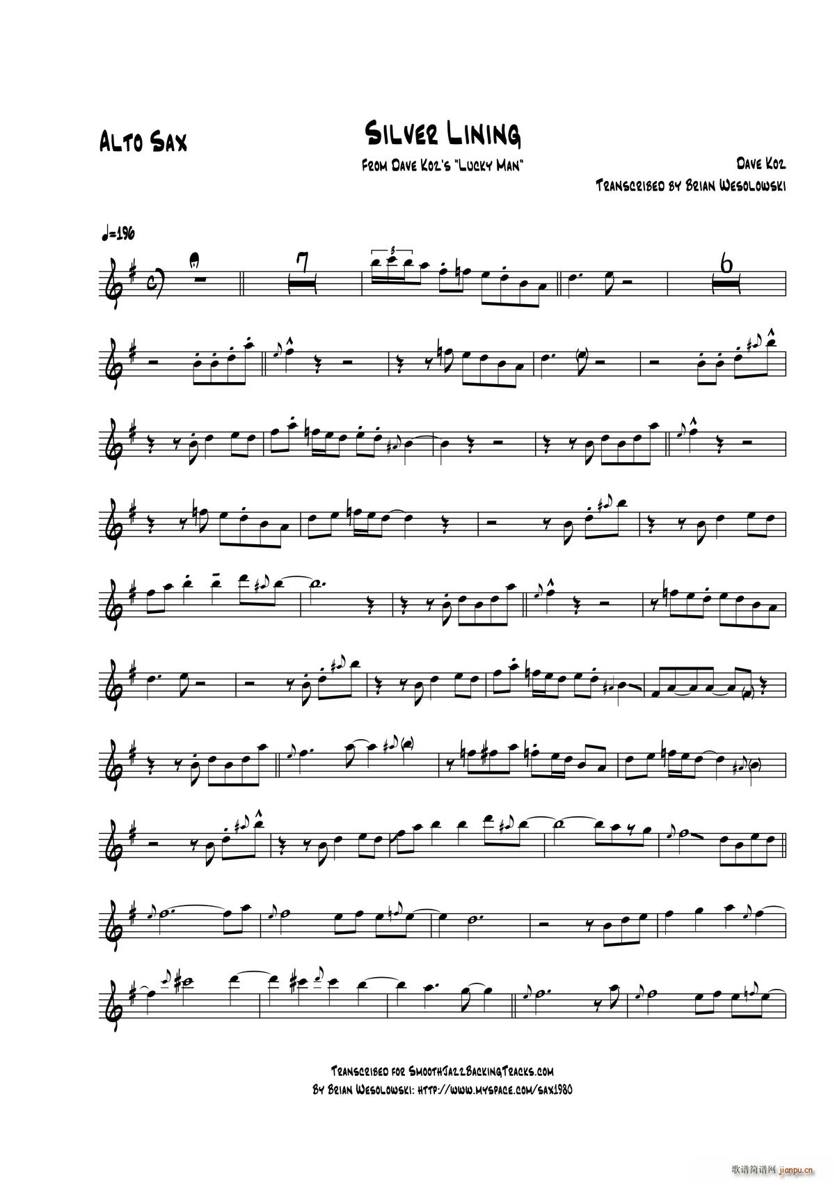 Silver Lining 中音萨克斯(十字及以上)1